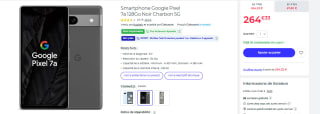 Smartphone Google Pixel 7a 128Go Noir Charbon 5G à 264,33€