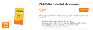 Club Pathé Unlimited abonnement met 50% korting bij de AH