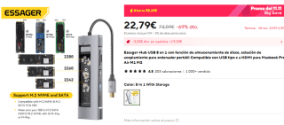 Essager-Hub USB 8 en 1 por 19,79€