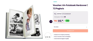 Voucher voor een A4-Fotoboek Hardcover met 72 Pagina's voor €16,95 bij Ibood