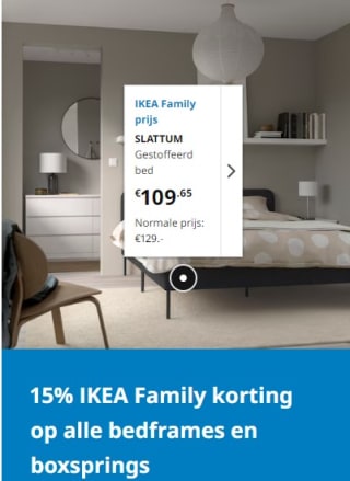 15% IKEA Family korting op alle bedframes en boxsprings