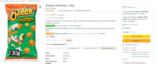 2 Cheetos Pelotazos 130g por 2.55€