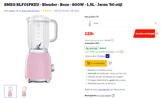 SMEG BLF01PKEU roze blender voor €129 bij Bol