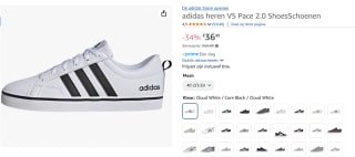 Adidas VS Pace 2.0 heren sneakers wit voor €36,49 bij Amazon