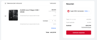 HUAWEI Nova 13 de 12 GB+256GB, Pantalla OLED de 6,7” por 404,10€