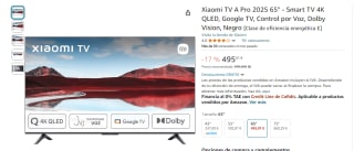 Xiaomi TV A Pro 65 pulgadas 2025 por 396,55€