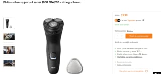 Philips scheerapparaat series 1000 S1141/00 voor €29,99 bij Blokker