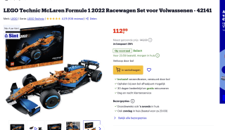 LEGO Technic McLaren Formule 1 2022 Racewagen voor €112,99