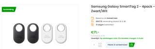 Samsung Galaxy SmartTag 2 - 4pack - voor €71 via Samsung