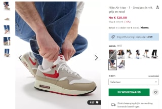 Nike air max 1 voor €90 bij ASOS
