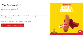 Gratis Cervela bij deelnemende frituurs