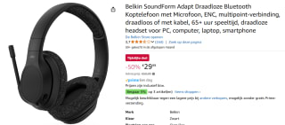 Belkin SoundForm Adapt Draadloze Bluetooth Koptelefoon met Microfoon voor €29,99 bij Amazon