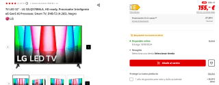 TV LED 32" LG 32LQ570B6LA, HD-ready, Procesador Inteligente por 155€ (newsletter por 145€)