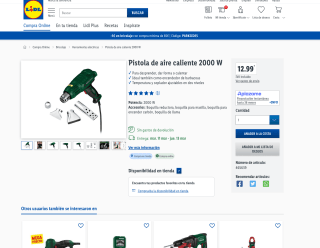Pistola de aire caliente 2000W por solo 12,99€