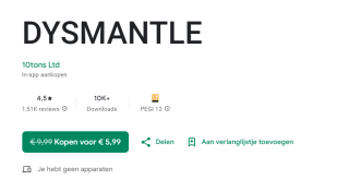 Dysmantle in de Android Google Play Store voor €5.99