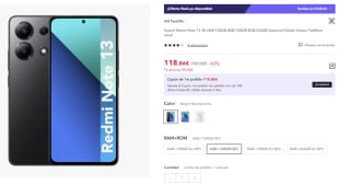 Movil Xiaomi Redmi Note 13 6/128GB por 118.86€ (Cuenta Nueva 106.86€)