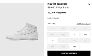 Baskets New Balance BB650 à 32€