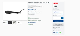 Cepillo alisador Rita Ora 45 W por 8,49€