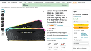 Corsair Vengeance RGB RS (2x16GB) por 64,90€