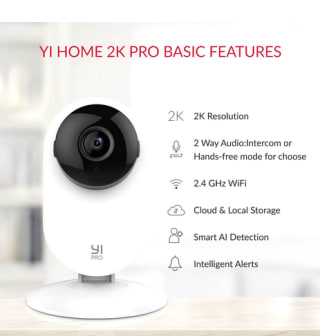 Cámara YI 4pc 2K Home Pro 3MP Wi-Fi IP Sistema inteligente de vigilancia de seguridad con visión nocturna por 47,50€