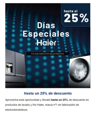 Haier Megadayshasta 25% descuento