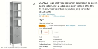 VASAGLE badkamerkast voor €54,74 bij Amazon