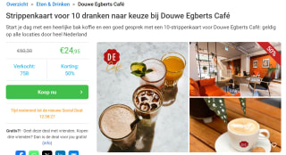 Strippenkaart voor 10 dranken naar keuze bij Douwe Egberts Café voor €24,95 via Social Deal