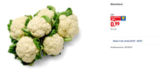 Hollandse Bloemkool voor €0,99 per stuk bij de Lidl