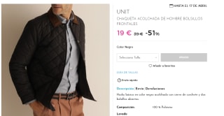 Chaqueta Acolchada para Hombre Unit por 19€