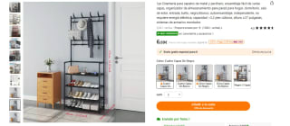 Estantería para zapatos de metal y perchero de 155cm por 6,69€