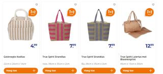 1+1 gratie op Tassen bij Kruidvat en Trekpleister