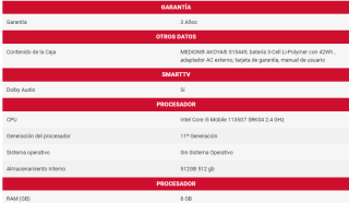 Portátil Medion Akoya S15449 Intel Core I5-1135G7/ 8GB/ 512GB SSD por 249€