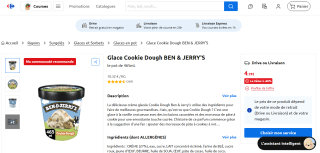 2 pots de glace Ben&Jerry's - Cookie Dough ou Chocolate Fudge Brownie à 4,19€