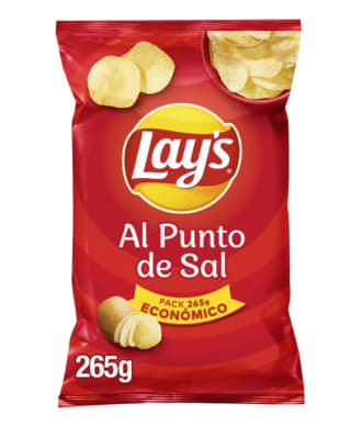 9 LAY'S patatas fritas al punto de sal Sin Gluten bolsa 265 g por 12,30€ unidad por 1,37€ preciazo