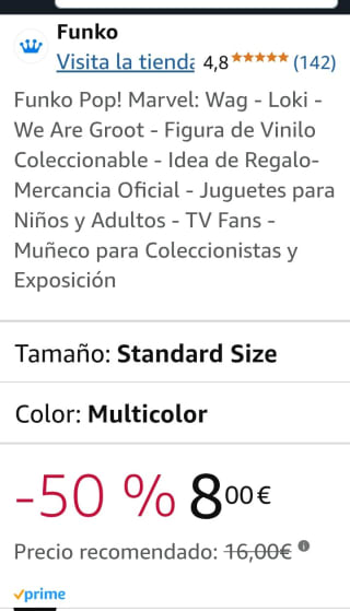 Funko Pop Marvel Wag Loki por 8€.
