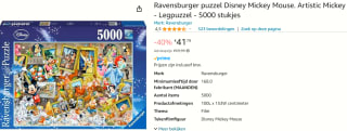 Ravensburger Disney puzzel Mickey de kunstenaar (5000 stukjes) voor €41,79 bij Amazon