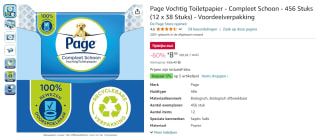 12x 38 stuks Page Vochtig Toiletpapier Compleet Schoon voor €8,99 bij Amazon