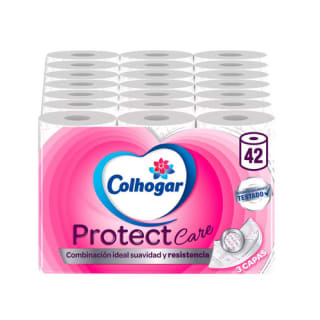 42 Rollos papel de baño Colhogar Protect Care Blanco 3 Capas por 13,94€