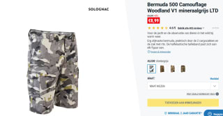 Bermuda 500 Camouflage Woodland voor €8,99 bij Decathlon