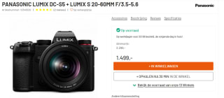 Panasonic Lumix S5 + 20-60 mm F3.5-5.6 Zwart voor €1499 bij Kamera Express