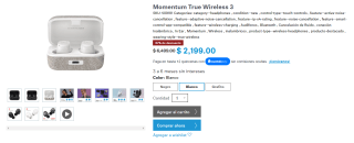 Audífonos Sennheiser Momentum True Wireless 3 por $2,199