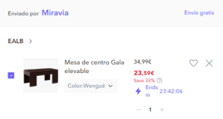 Mesa de centro Gala elevable varios colores, por solo 23,59