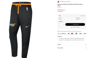 Pantalon de Chandal con Licencia Oficial para Hombre Miami Heat Nike City Edition Showtime por 21€