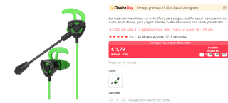 Auriculares con microfo por 1,79€