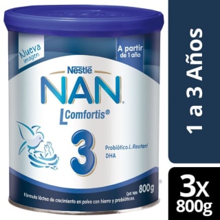 Fórmula Infantil NAN® 3 L Comfortis 800g X3 Unidades por solo $26.190