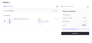 Botella de 1L de Bombay London Dry Gin por 9.03€