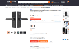 Cerradura inteligente biométrica con huella dactilar Tuya por 61,40€