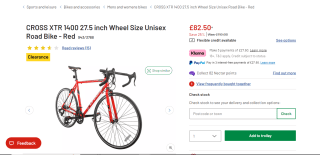 CROSS XTR 1400 27.5" Road Bike – £82.50