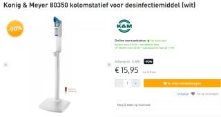 Stand voor zeep of desinfectiemiddel wit K&M voor €15,95 bij Bax-shop