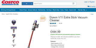 Dyson V11 Extra Stick Vacuum Cleaner - £299.99